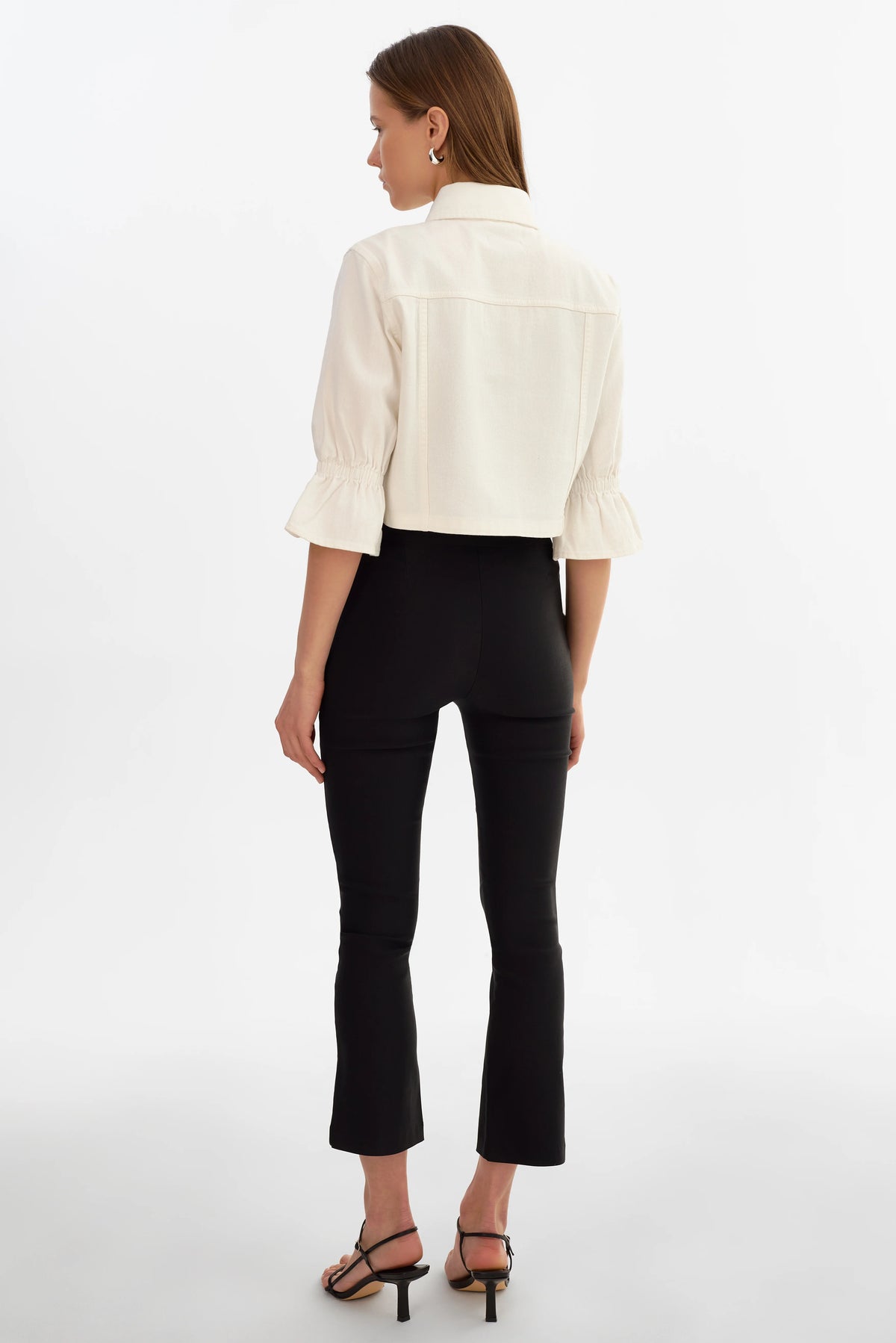 CAROLINA D | DENIM RUFFLE SLEEVE JACKET