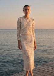VENEZIA CROCHET MIDI SKIRT CERAMIC