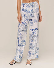 Wide Leg Beach Pant - Riviera Print