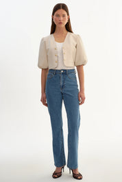 FRANKA | BALLOON SLEEVE LEATHER BLOUSE