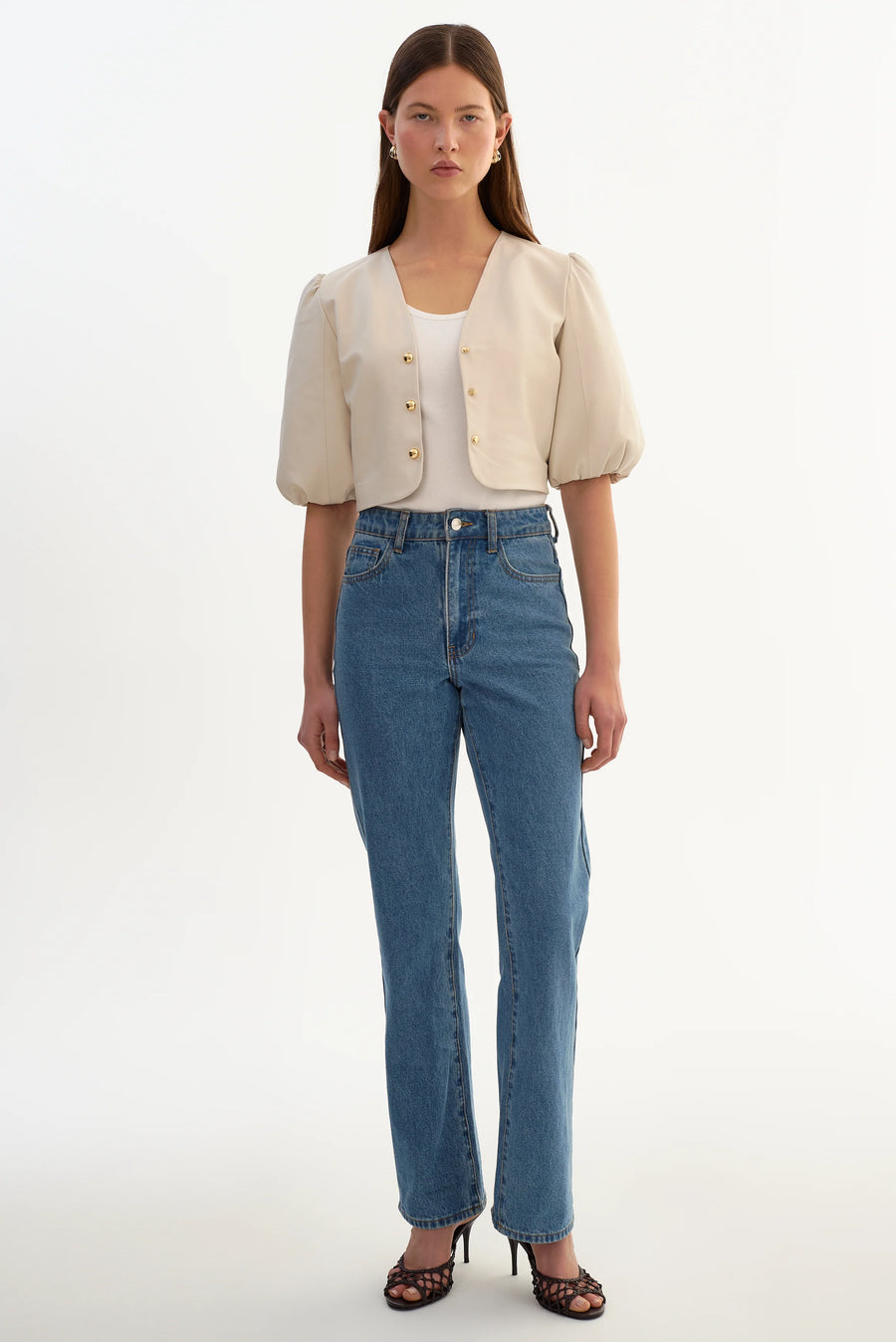 FRANKA | BALLOON SLEEVE LEATHER BLOUSE
