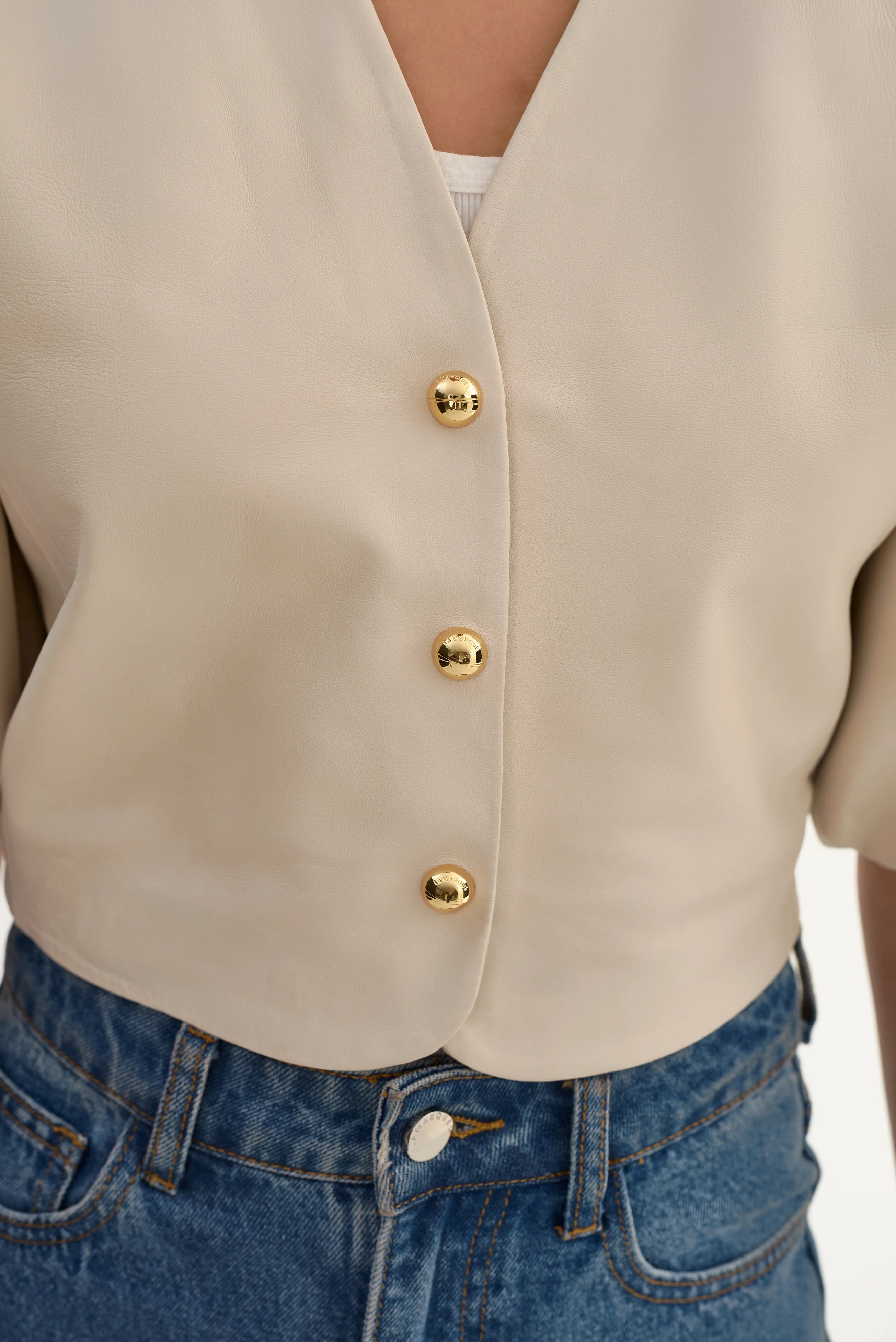 FRANKA | BALLOON SLEEVE LEATHER BLOUSE
