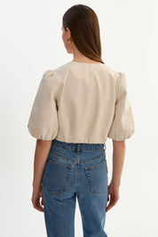 FRANKA | BALLOON SLEEVE LEATHER BLOUSE