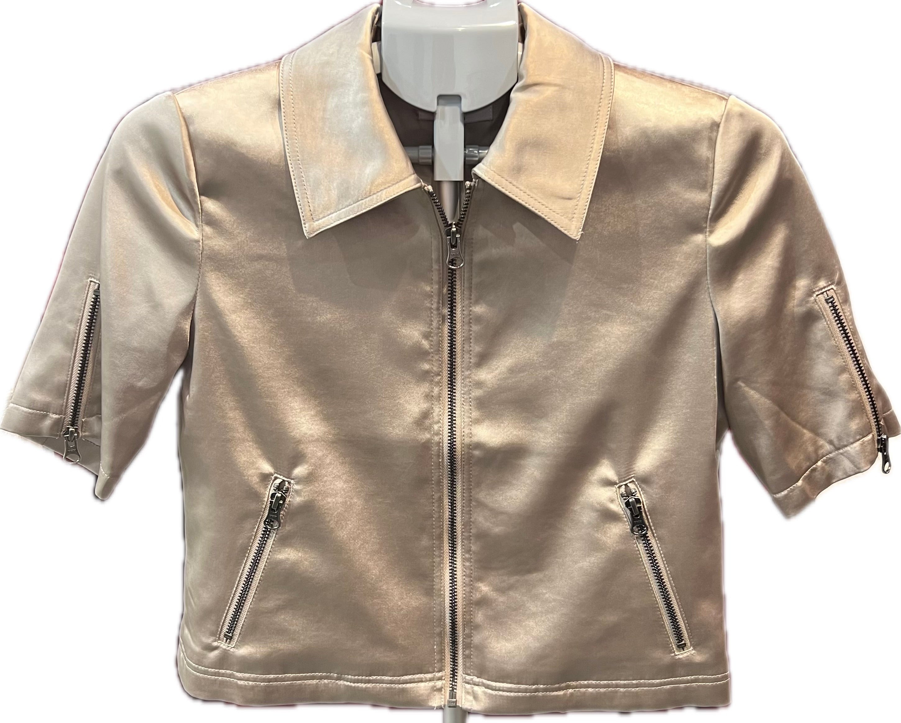 SS Front Zip Moto Satin Jacket