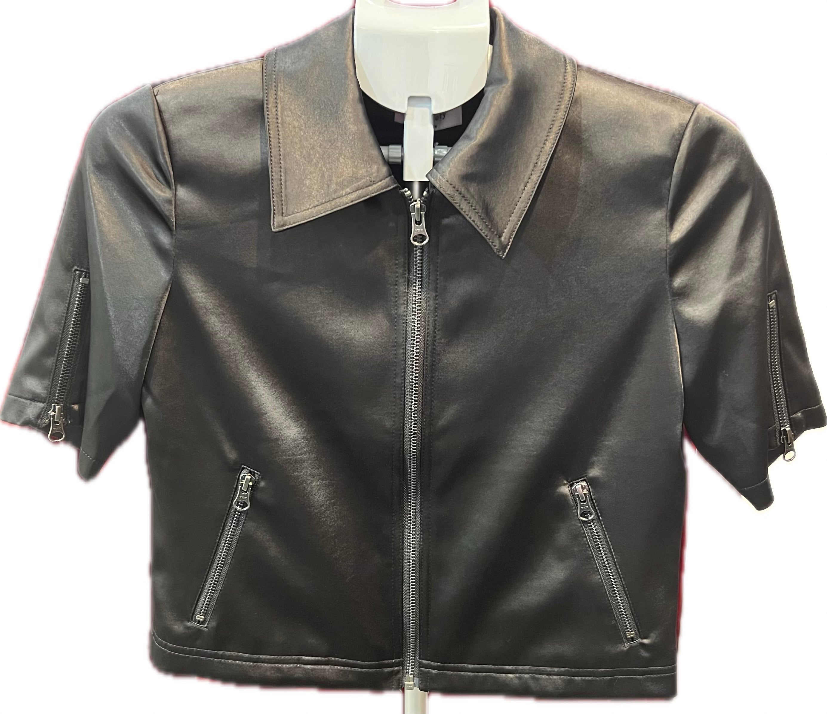 SS Front Zip Moto Satin Jacket