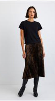 Clean Waist Pleated Skirt - Mocha Softee