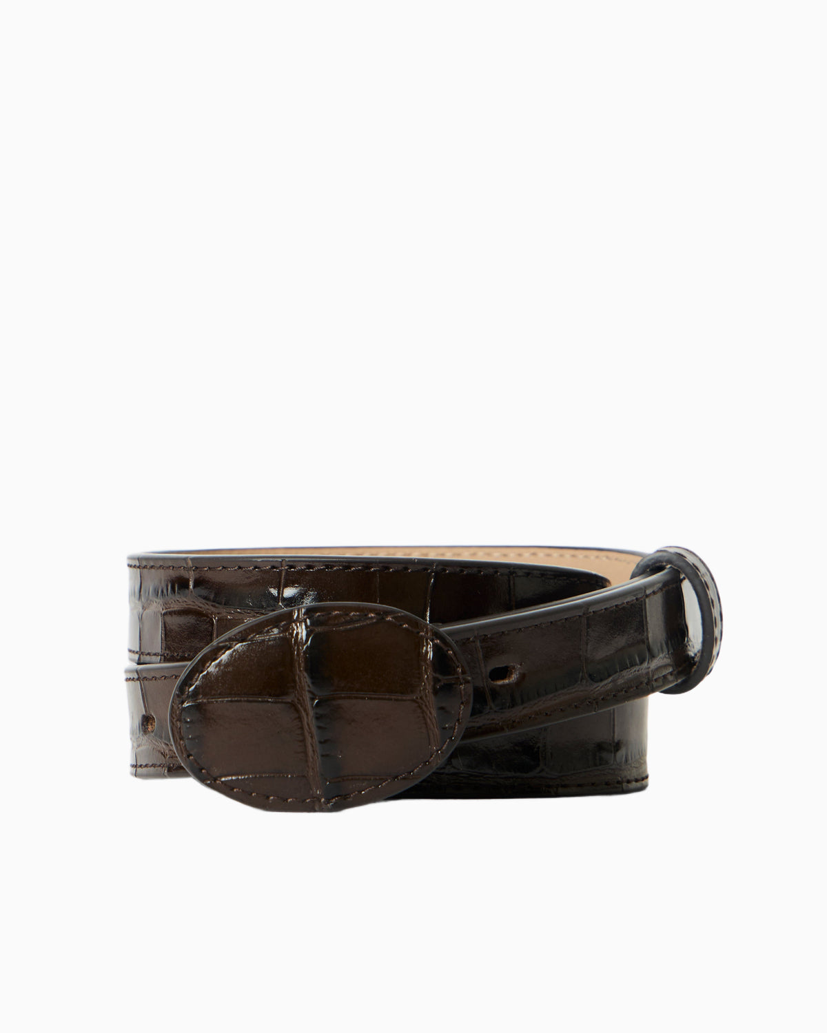 June Croco Belly Belt – Dark Brown