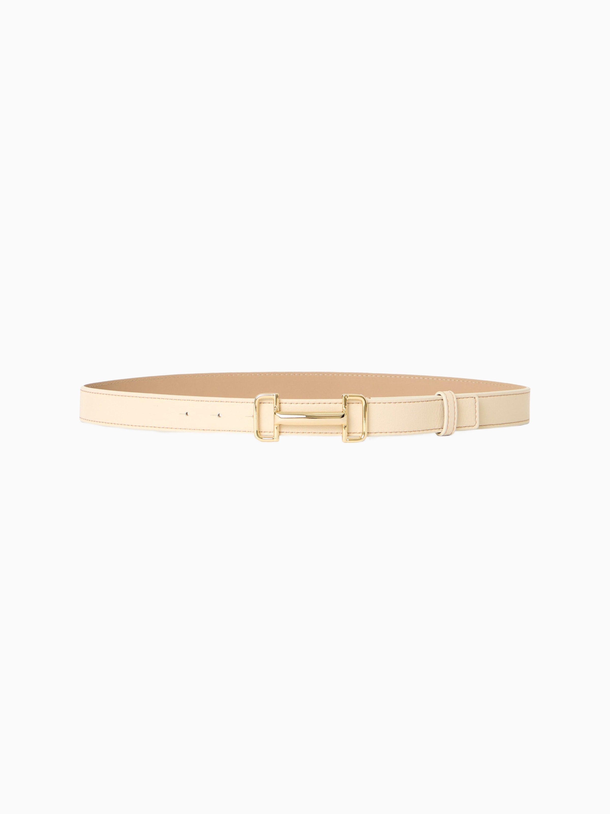 Louie Leather Belt – Cream