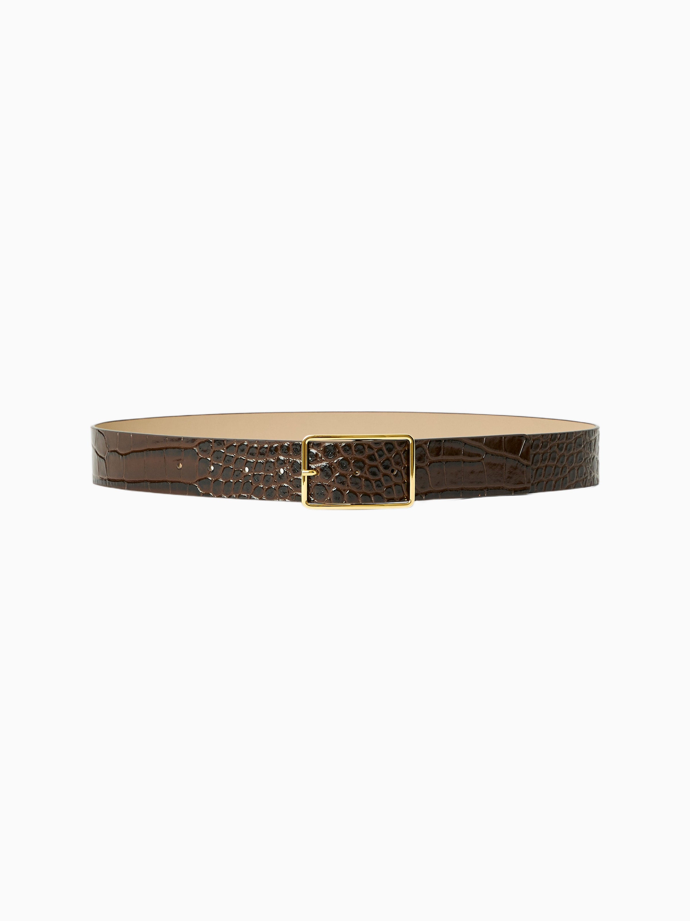 MILLA CROCO LEATHER BELT – Chocolate
