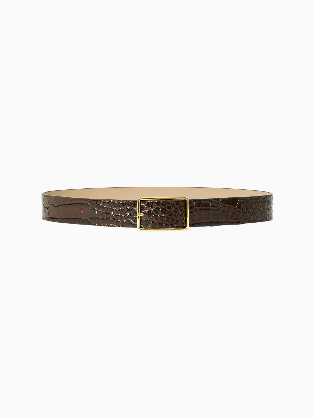 MILLA CROCO LEATHER BELT – Chocolate