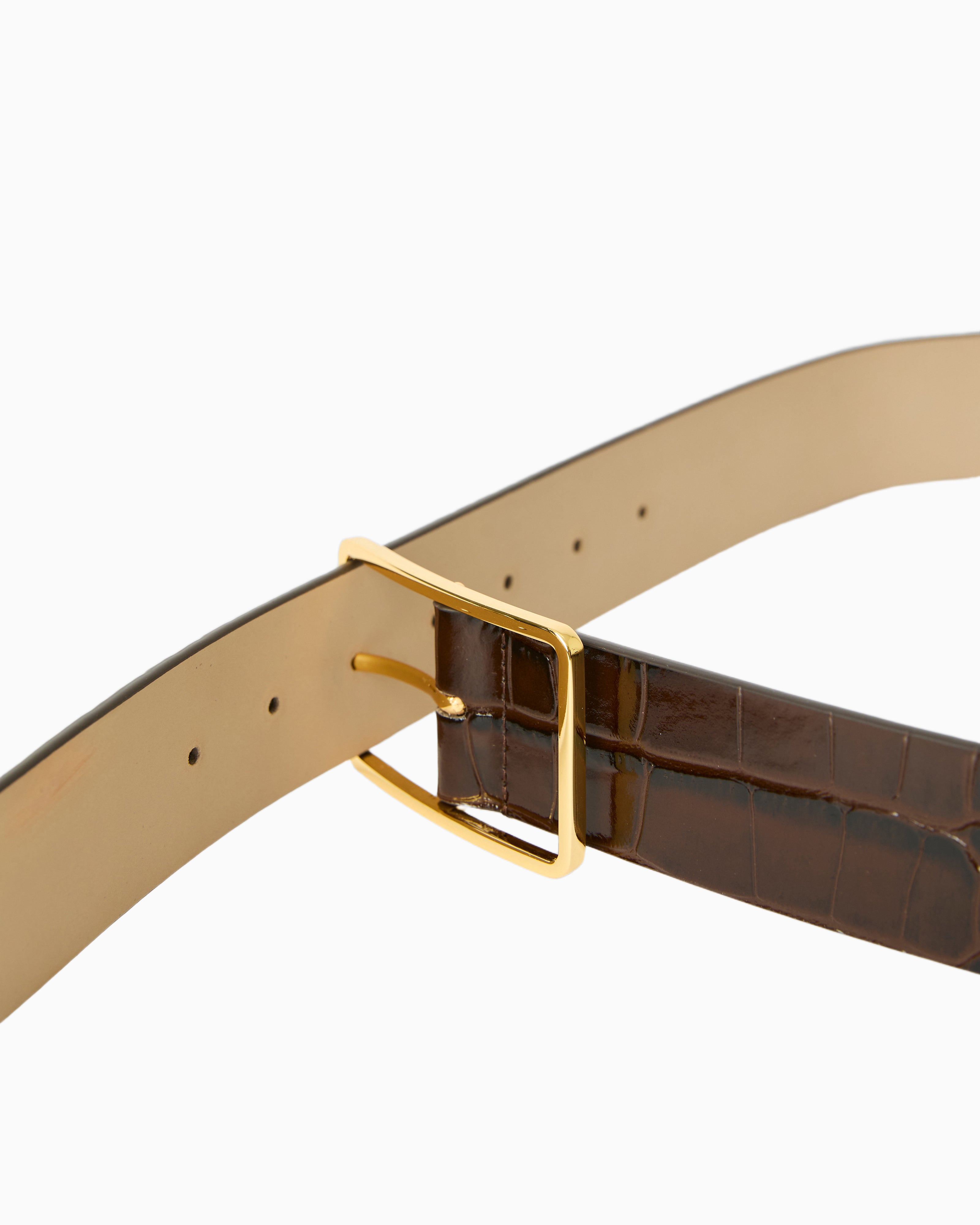 MILLA CROCO LEATHER BELT – Chocolate