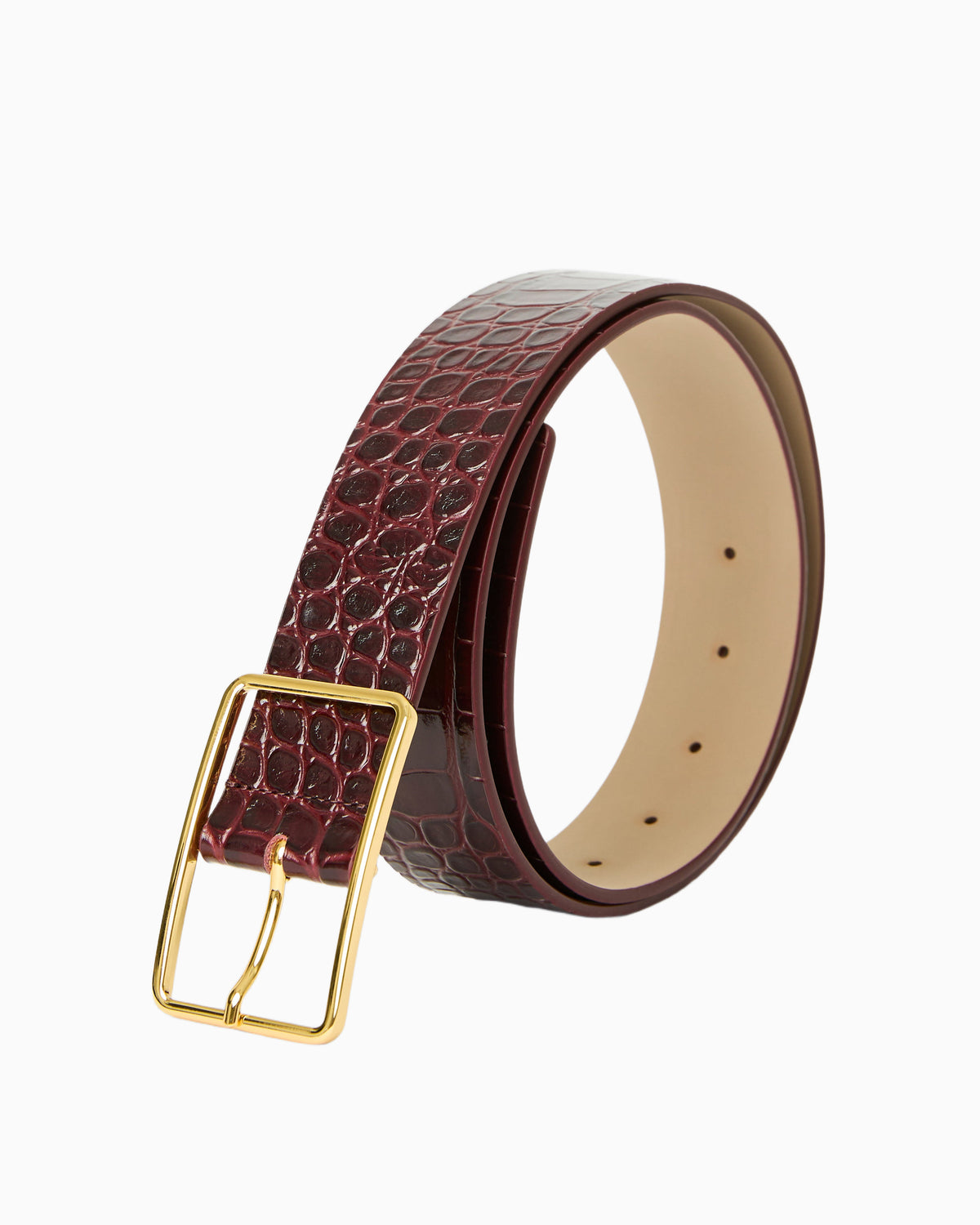 MILLA CROCO LEATHER BELT – Merlot